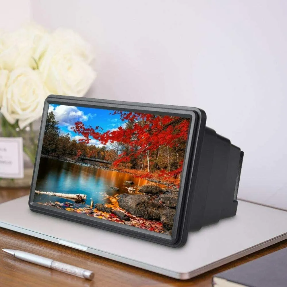 3D Mobile Phone Screen Magnifier | 12" HD Video Amplifier | Smartphone Stand