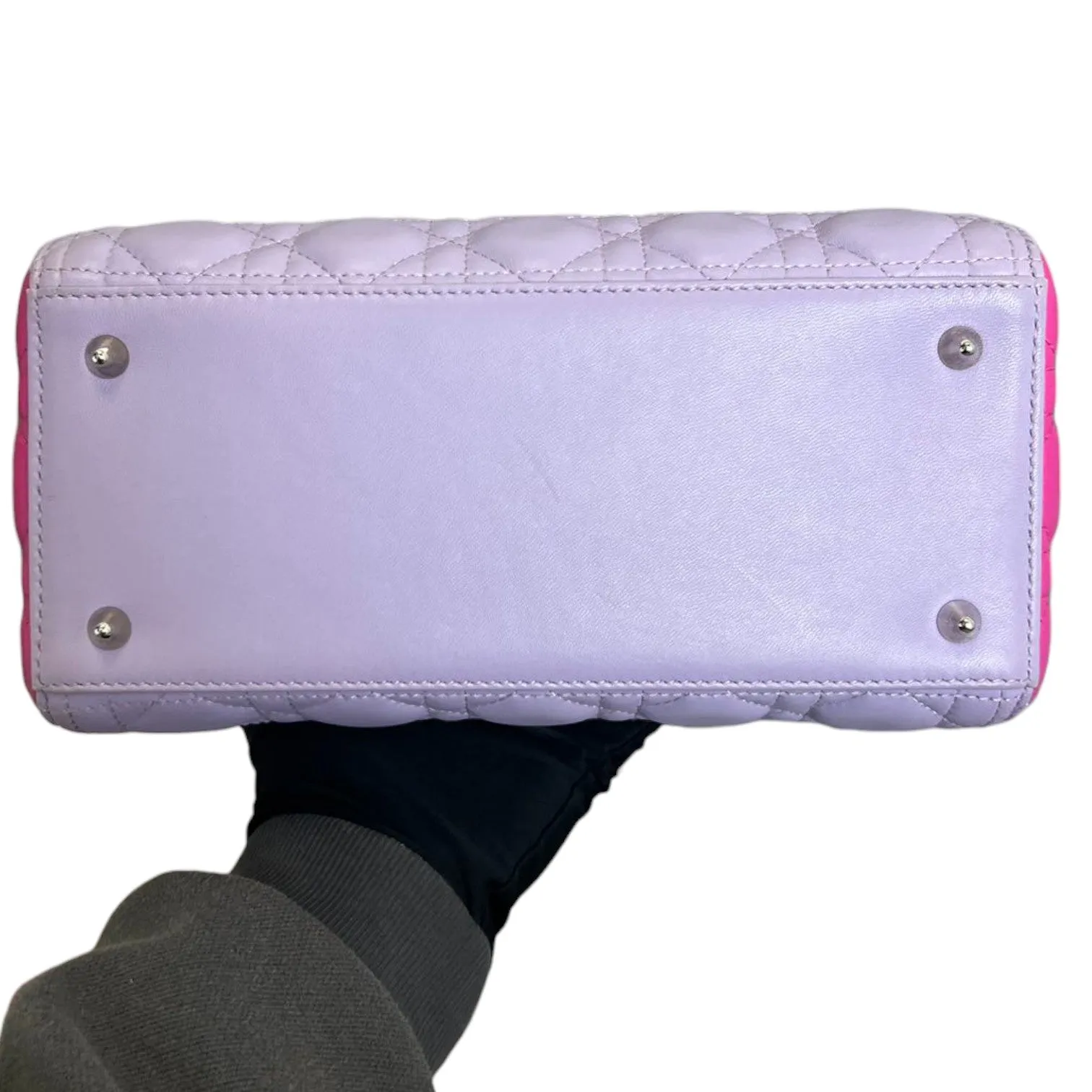 Bi-Color Lady Dior Medium Lambskin Purple Pink SHW