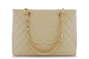 Chanel Beige Caviar Grand Shopper Tote GST Bag GHW