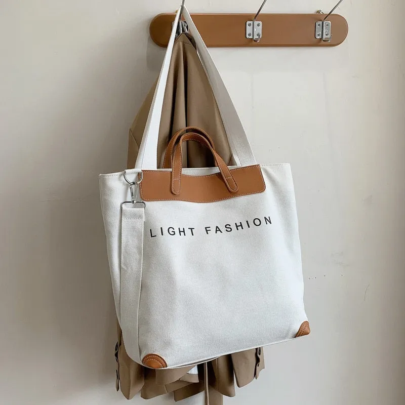 Christmas Gift casual canvas women handbags designer letters shoulder crossbody bags female large capacity tote leather patchwork shopper bag
