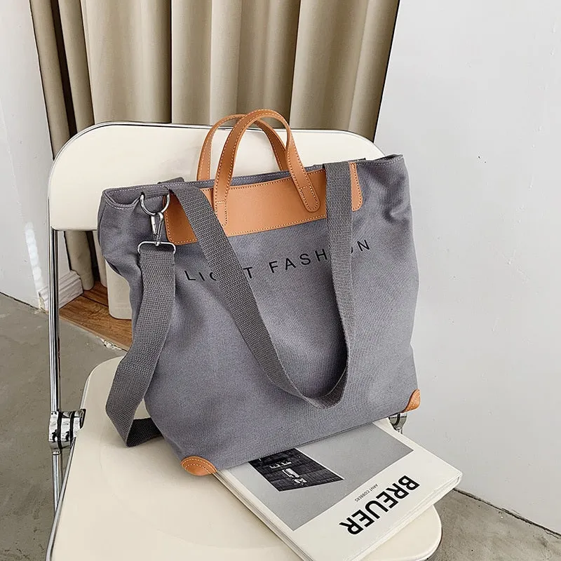 Christmas Gift casual canvas women handbags designer letters shoulder crossbody bags female large capacity tote leather patchwork shopper bag
