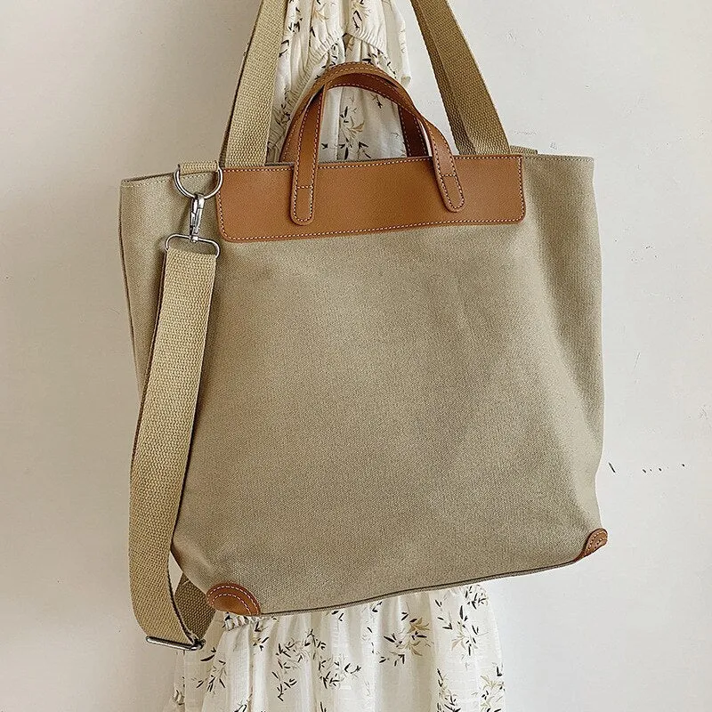 Christmas Gift casual canvas women handbags designer letters shoulder crossbody bags female large capacity tote leather patchwork shopper bag