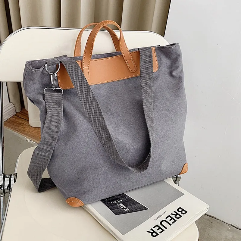 Christmas Gift casual canvas women handbags designer letters shoulder crossbody bags female large capacity tote leather patchwork shopper bag