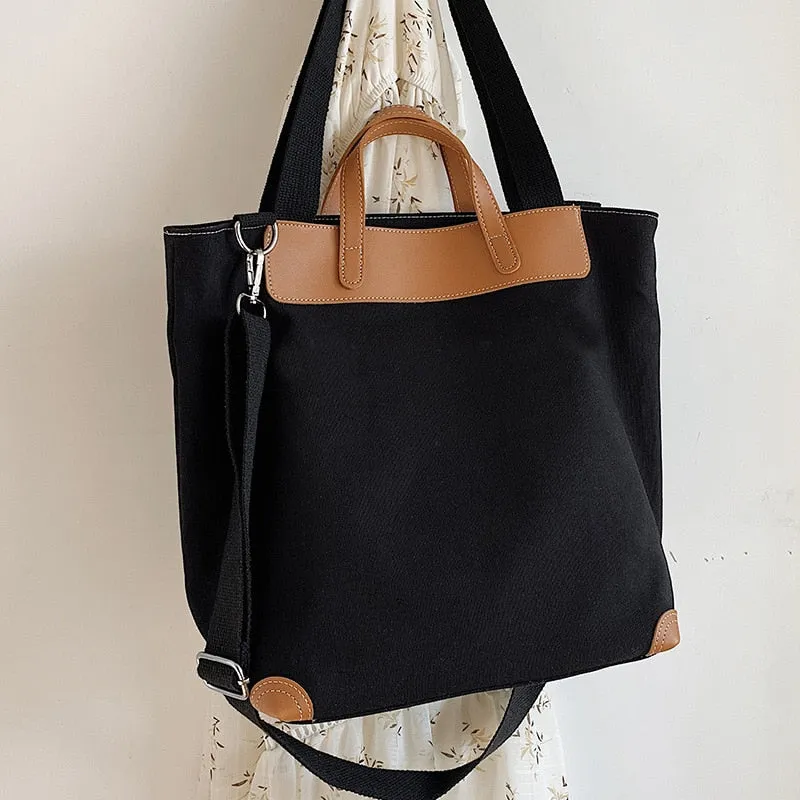 Christmas Gift casual canvas women handbags designer letters shoulder crossbody bags female large capacity tote leather patchwork shopper bag