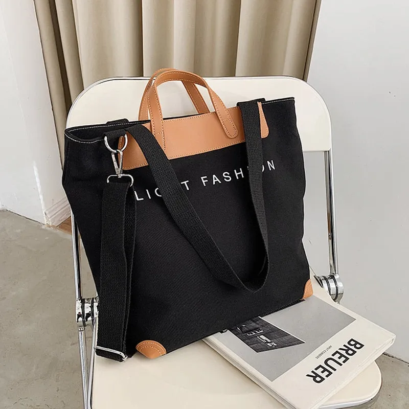 Christmas Gift casual canvas women handbags designer letters shoulder crossbody bags female large capacity tote leather patchwork shopper bag