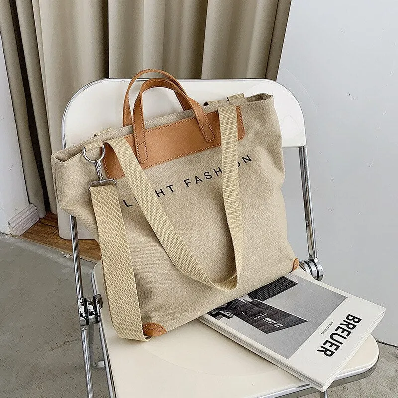 Christmas Gift casual canvas women handbags designer letters shoulder crossbody bags female large capacity tote leather patchwork shopper bag