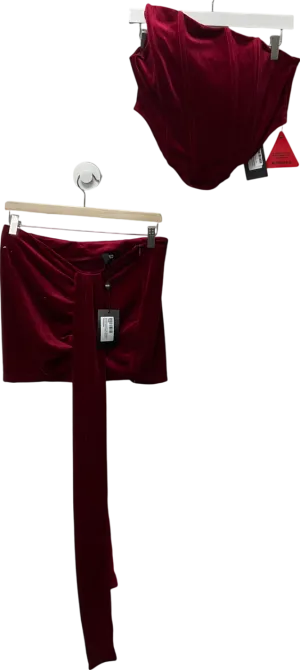 Ego Red Asymmetric Structured Corset & Ruched Panel Mini Skirt UK 12