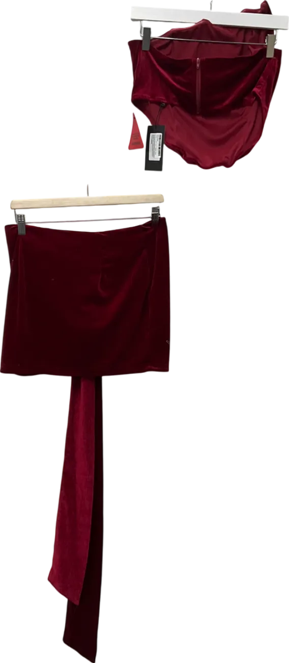 Ego Red Asymmetric Structured Corset & Ruched Panel Mini Skirt UK 12