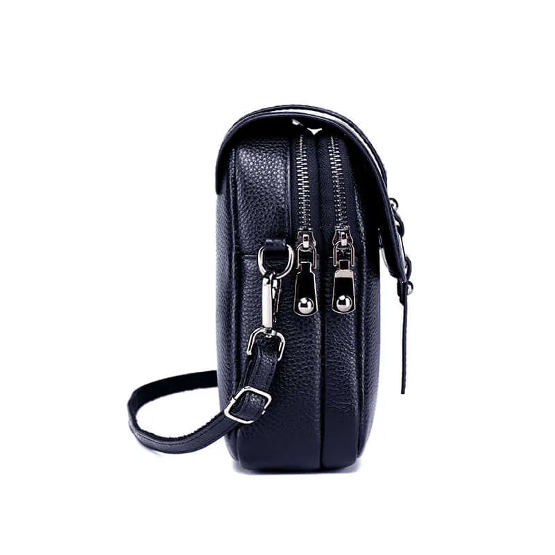 Elegant Leather Vertical Shoulder Crossbody Bag