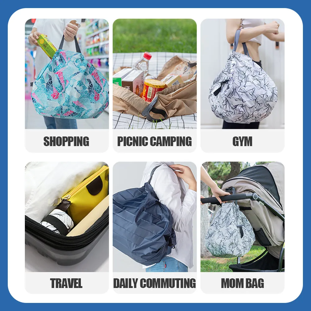 Foldable Shopping Bags, Waterproof Shopping Bags Reusable 3 Pieces Portable Grocery Bags With Handles Large Capacity Travel Duffel Bags for Daily Commuting Picnic Gym Different Size FuKuEn