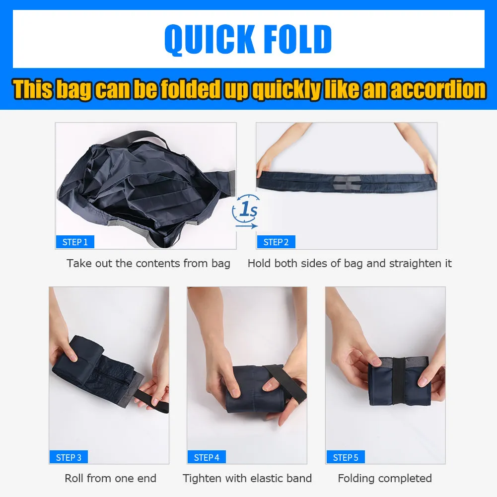Foldable Shopping Bags, Waterproof Shopping Bags Reusable 3 Pieces Portable Grocery Bags With Handles Large Capacity Travel Duffel Bags for Daily Commuting Picnic Gym Different Size FuKuEn