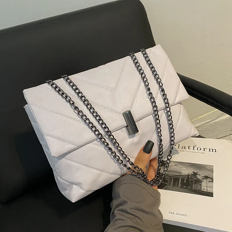 Minimalist Chevron Chain Tote Bag  Women Crossbody Bags