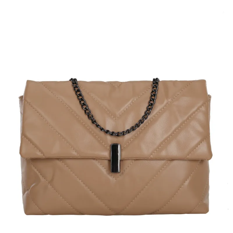 Minimalist Chevron Chain Tote Bag  Women Crossbody Bags