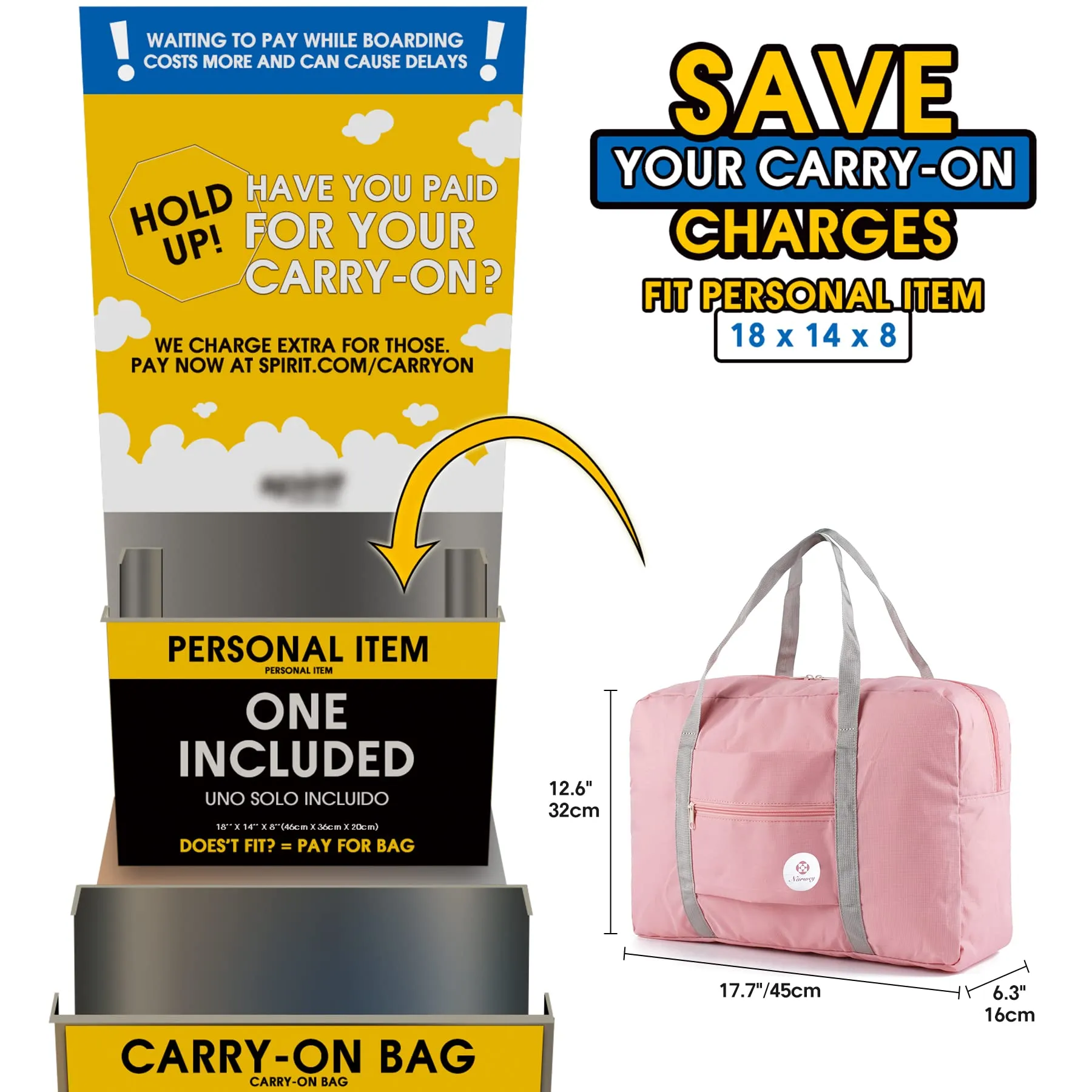 Narwey 1112 Spirit Airlines Duffel Bag
