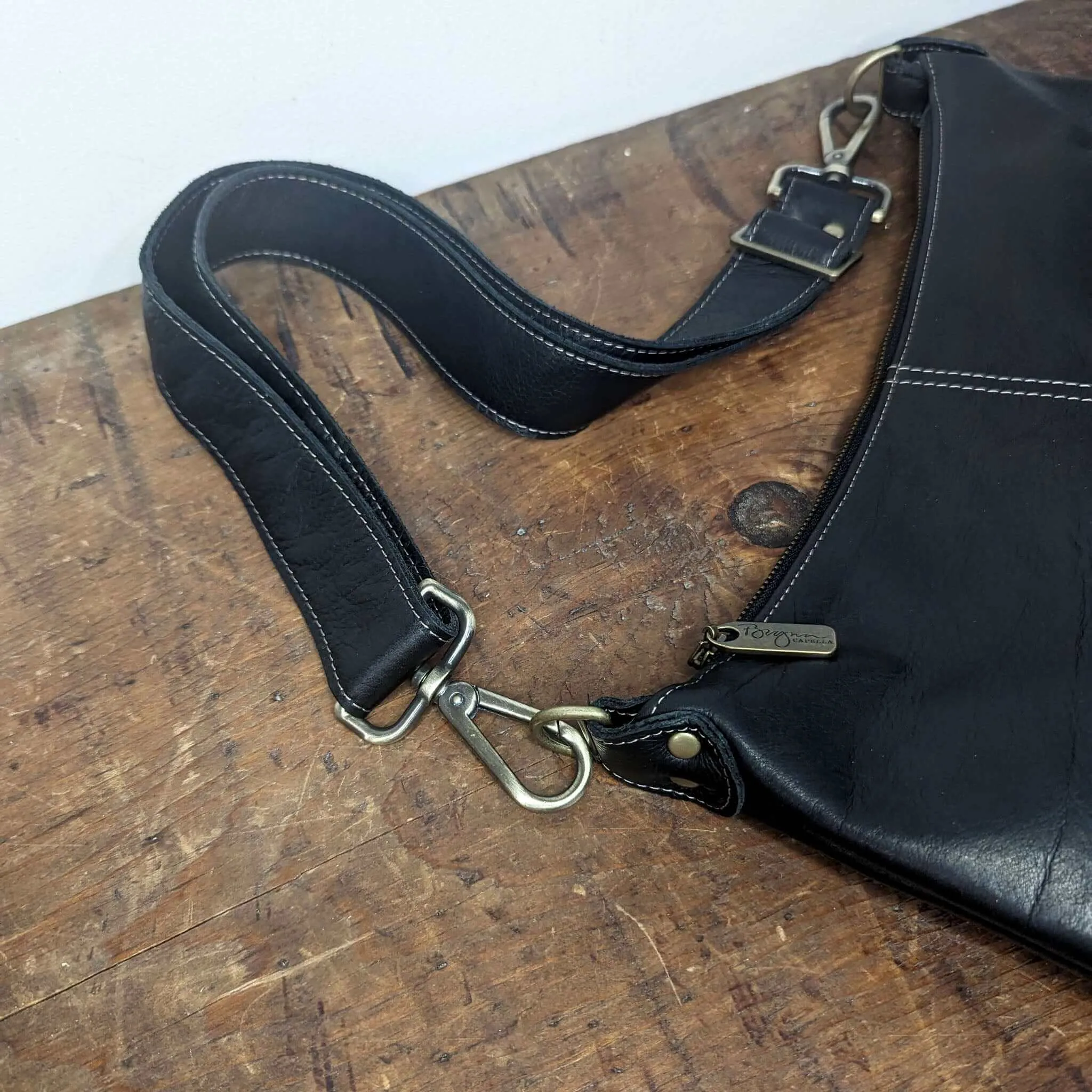 Pamela Crossbody Hobo - Black Sand