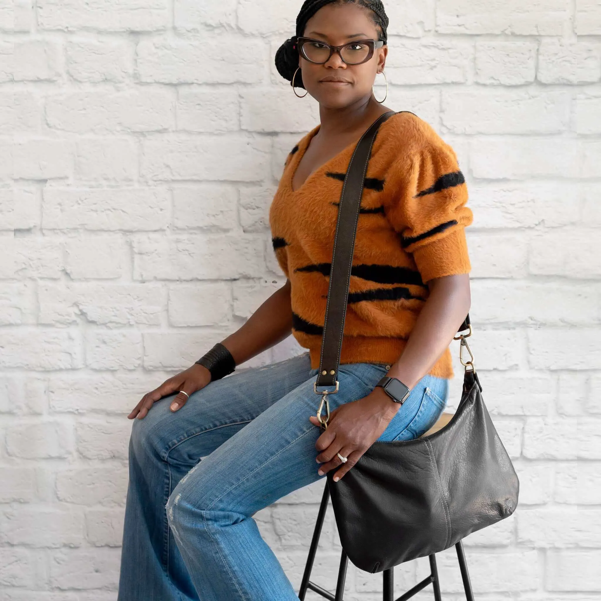 Pamela Crossbody Hobo - Black Sand