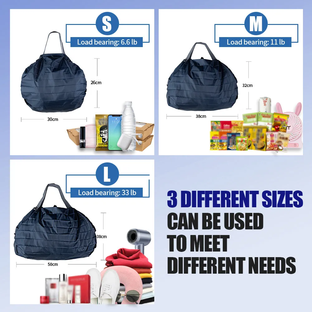 Reusable Grocery Shopping Bags, 3pcs Foldable Luggage Bags Washable Heavy Duty Larger Capacity Shopping Bags for Travel Gym Picnic Eco Friendly Grocery Duffel Bags 3 Different Size FuKuEn