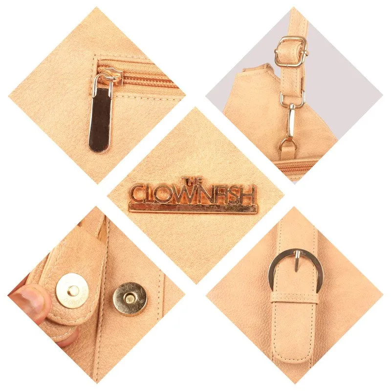 Synthetic Messenger Bag with Expandable Features | 35 cms | Beige