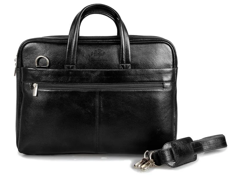The Clownfish 14 inch Leather Laptop Briefcase | Stylish and Durable | 15.6 Inch Compatible | Black