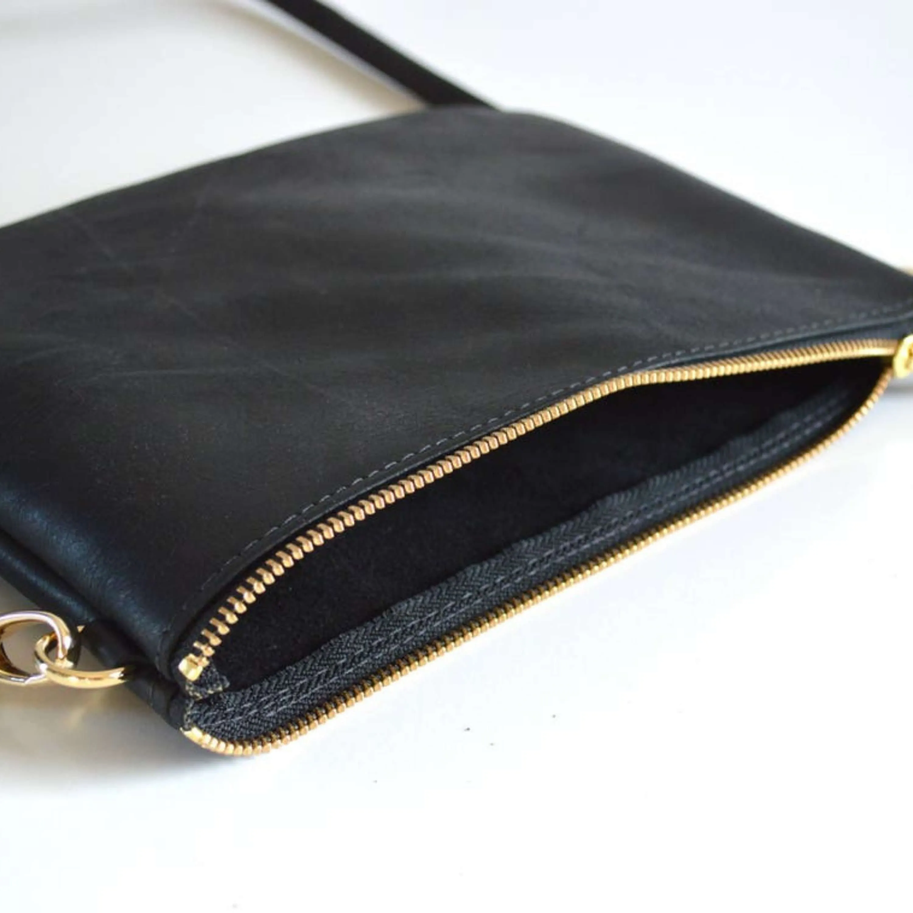 Vegan Leather Sling Bag For Women With Adjustable Brass Chain & Shoulder Pad
