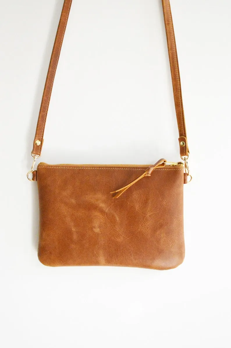 Vegan Leather Sling Bag For Women With Adjustable Brass Chain & Shoulder Pad