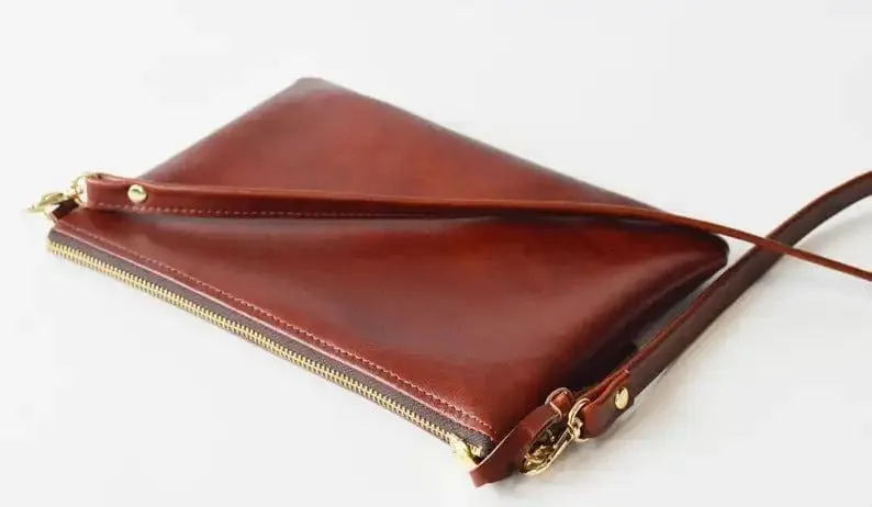 Vegan Leather Sling Bag For Women With Adjustable Brass Chain & Shoulder Pad