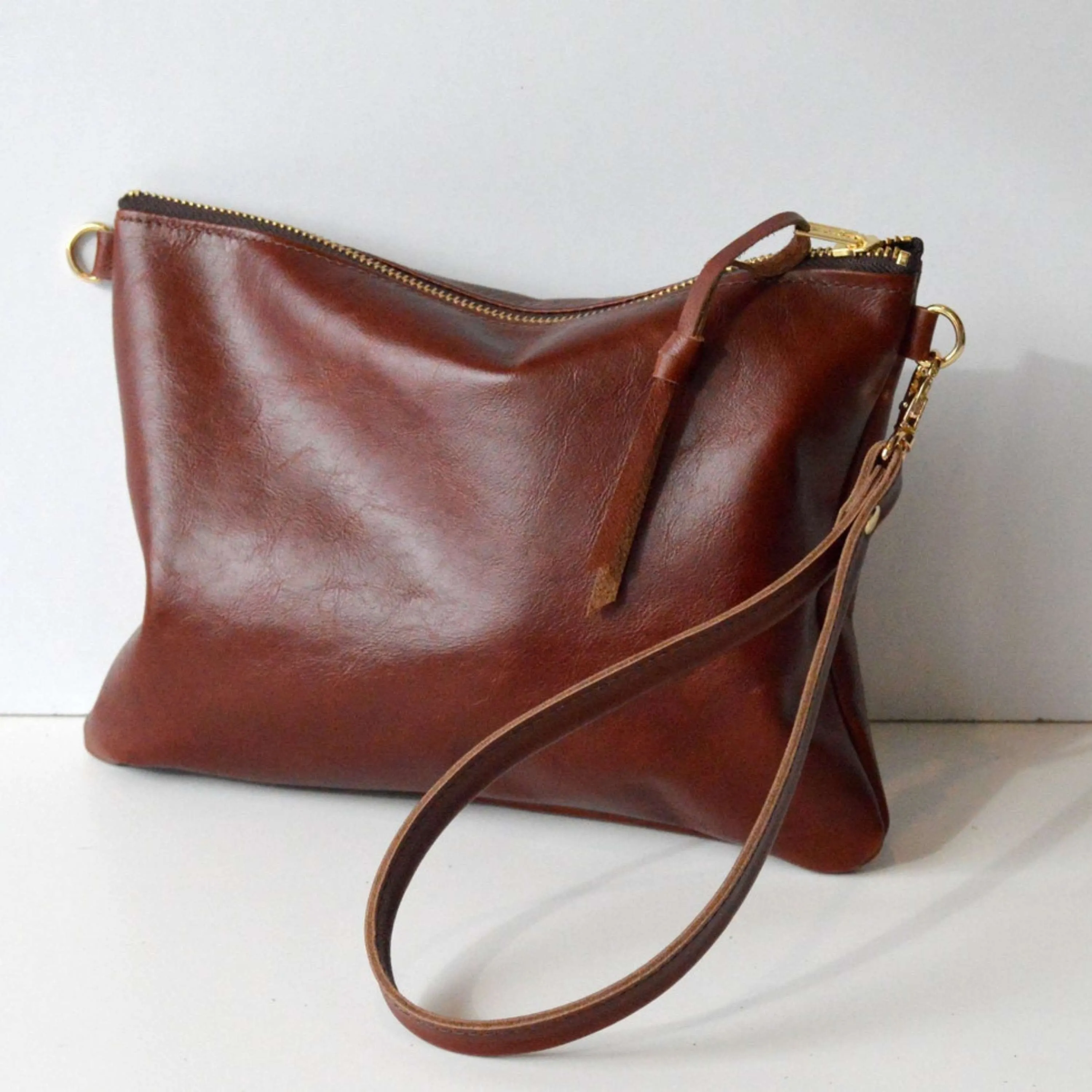 Vegan Leather Sling Bag For Women With Adjustable Brass Chain & Shoulder Pad